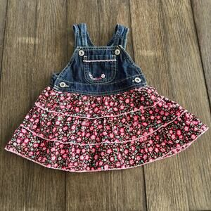 Oshkosh Girls 9 Month Skirtall Overall Dress Denim Corduroy Pink Blue